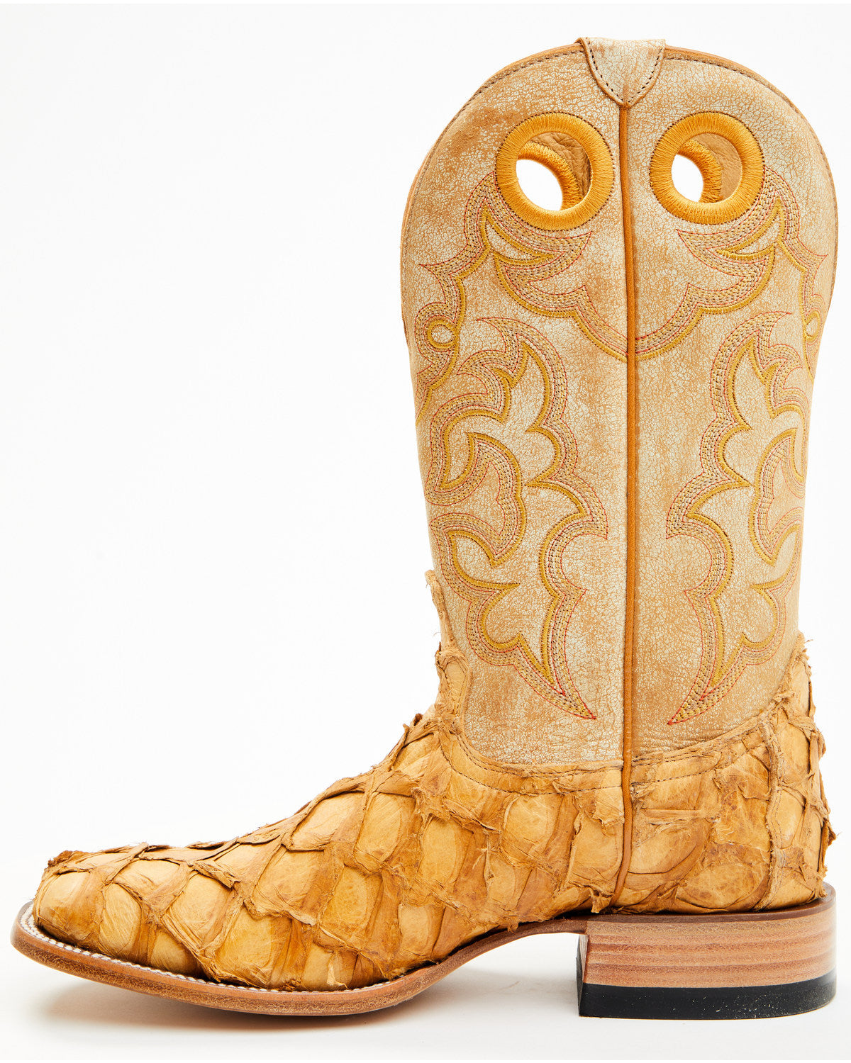 Men's Exotic Pirarucu Western Boots - Broad Square Toe Yellow