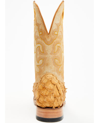 Men's Exotic Pirarucu Western Boots - Broad Square Toe Yellow