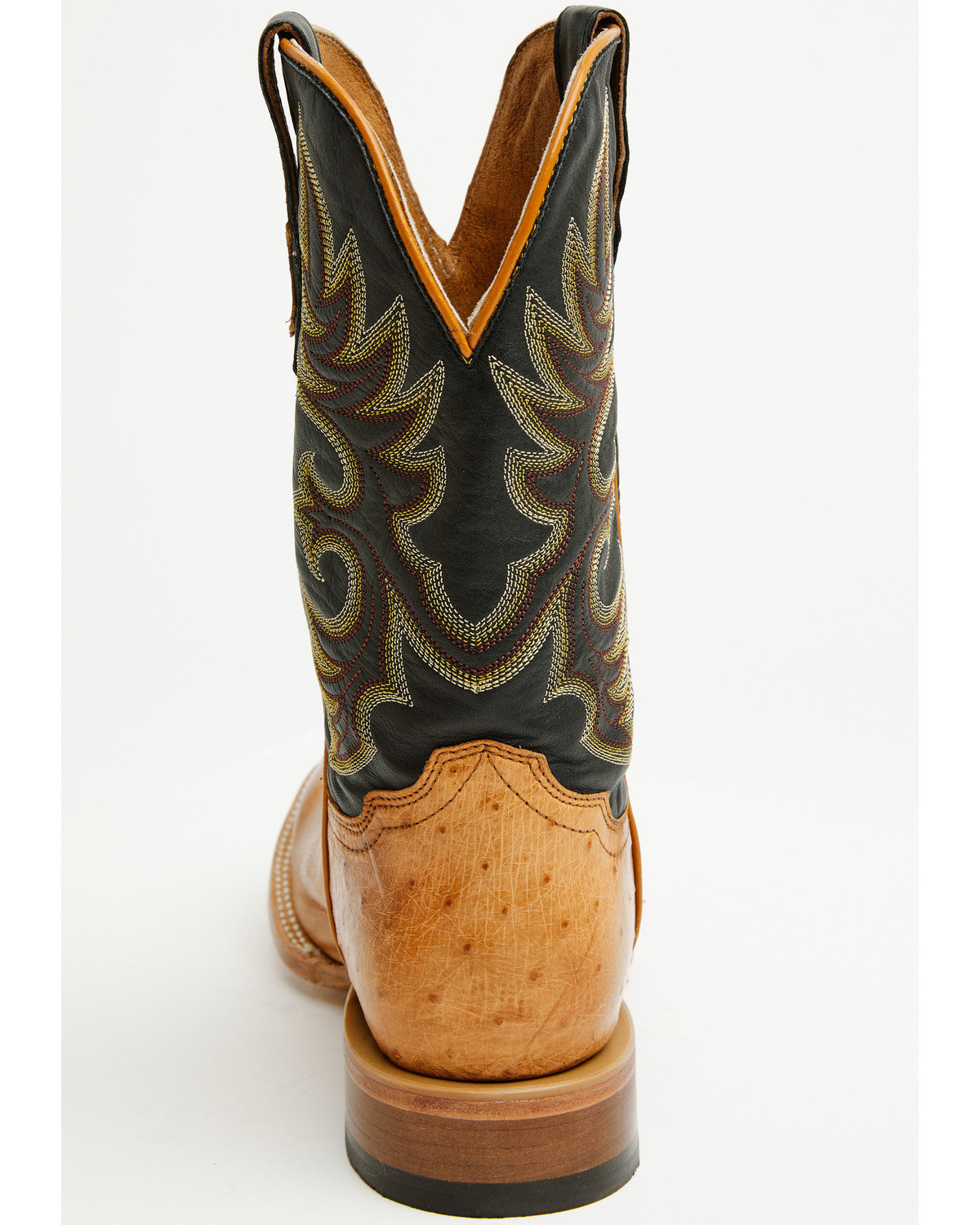 Men's Exotic Ostrich Western Boots - Broad Square Toe Brandy Brown