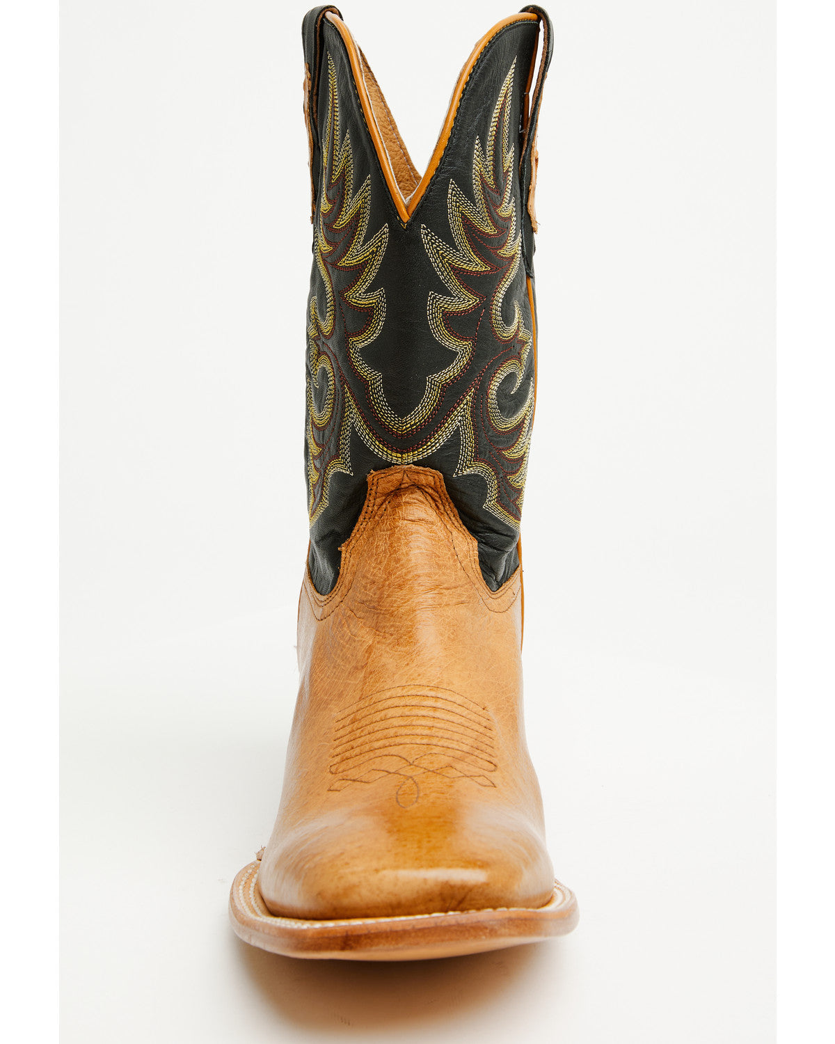Men's Exotic Ostrich Western Boots - Broad Square Toe Brandy Brown