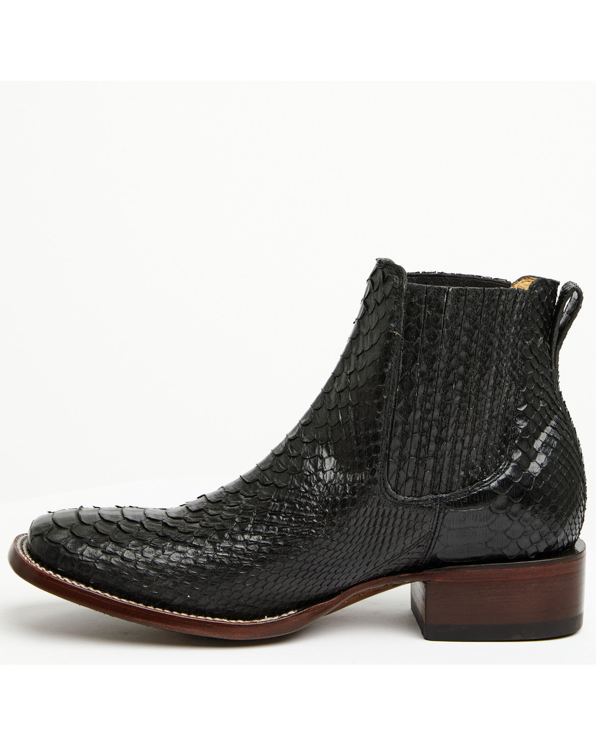 Men's Hash Exotic Python Western Ankle Boots - Broad Square Black