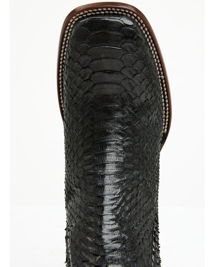 Men's Hash Exotic Python Western Ankle Boots - Broad Square Black