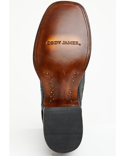 Men's Hash Exotic Python Western Ankle Boots - Broad Square Black
