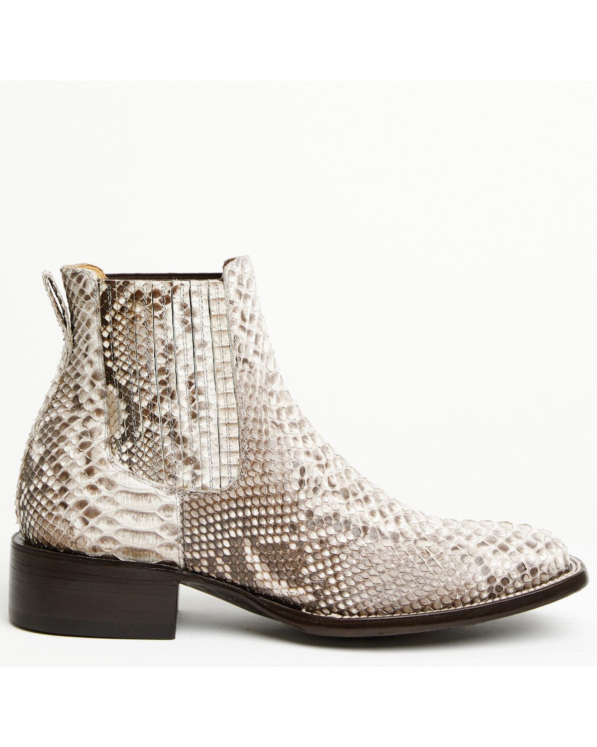 Men's Hash Exotic Python Western Ankle Boots - Broad Square Natural