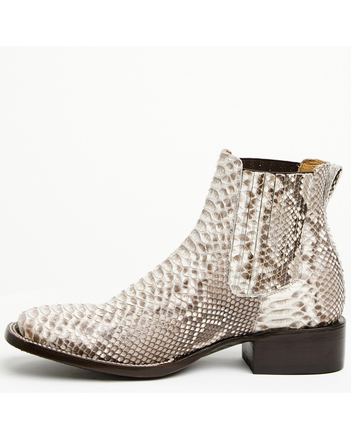 Men's Hash Exotic Python Western Ankle Boots - Broad Square Natural