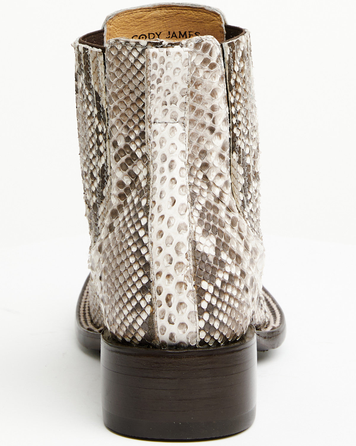 Men's Hash Exotic Python Western Ankle Boots - Broad Square Natural