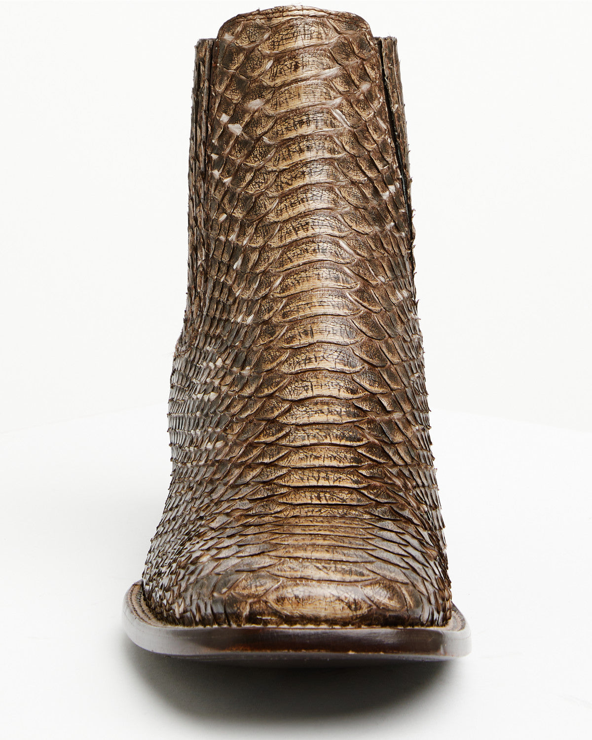 Men's Hash Exotic Python Western Ankle Boots - Broad Square Brown
