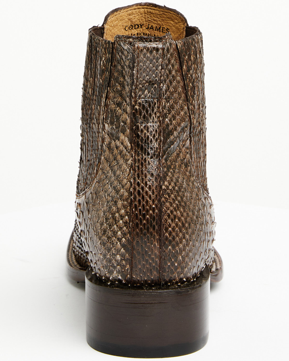 Men's Hash Exotic Python Western Ankle Boots - Broad Square Brown