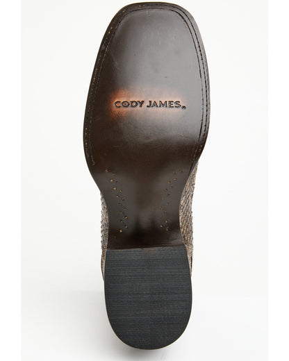 Men's Hash Exotic Python Western Ankle Boots - Broad Square Brown