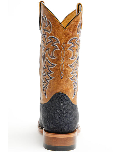Men's Exotic Stingray Western Boots - Broad Square Toe Navy