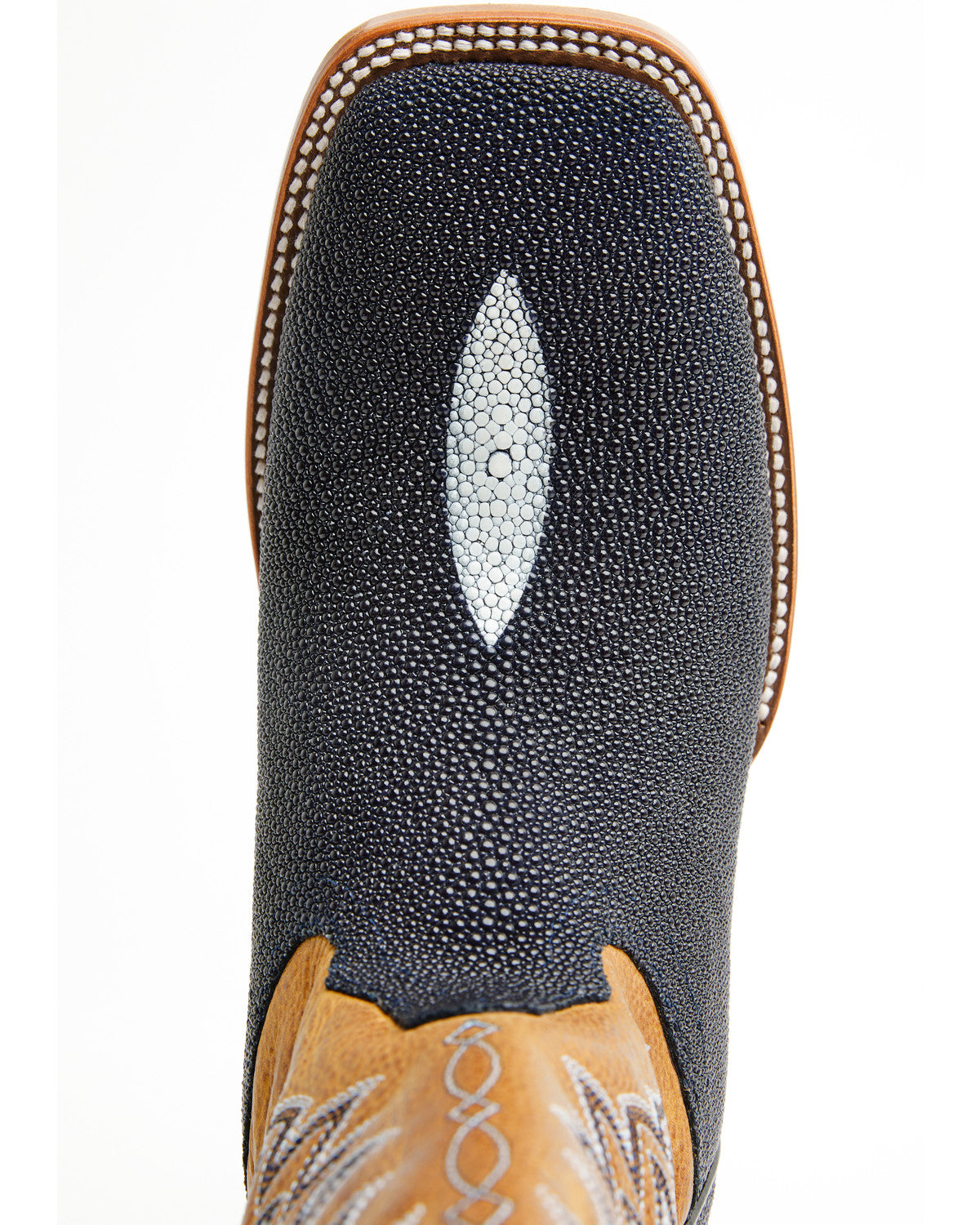 Men's Exotic Stingray Western Boots - Broad Square Toe Navy