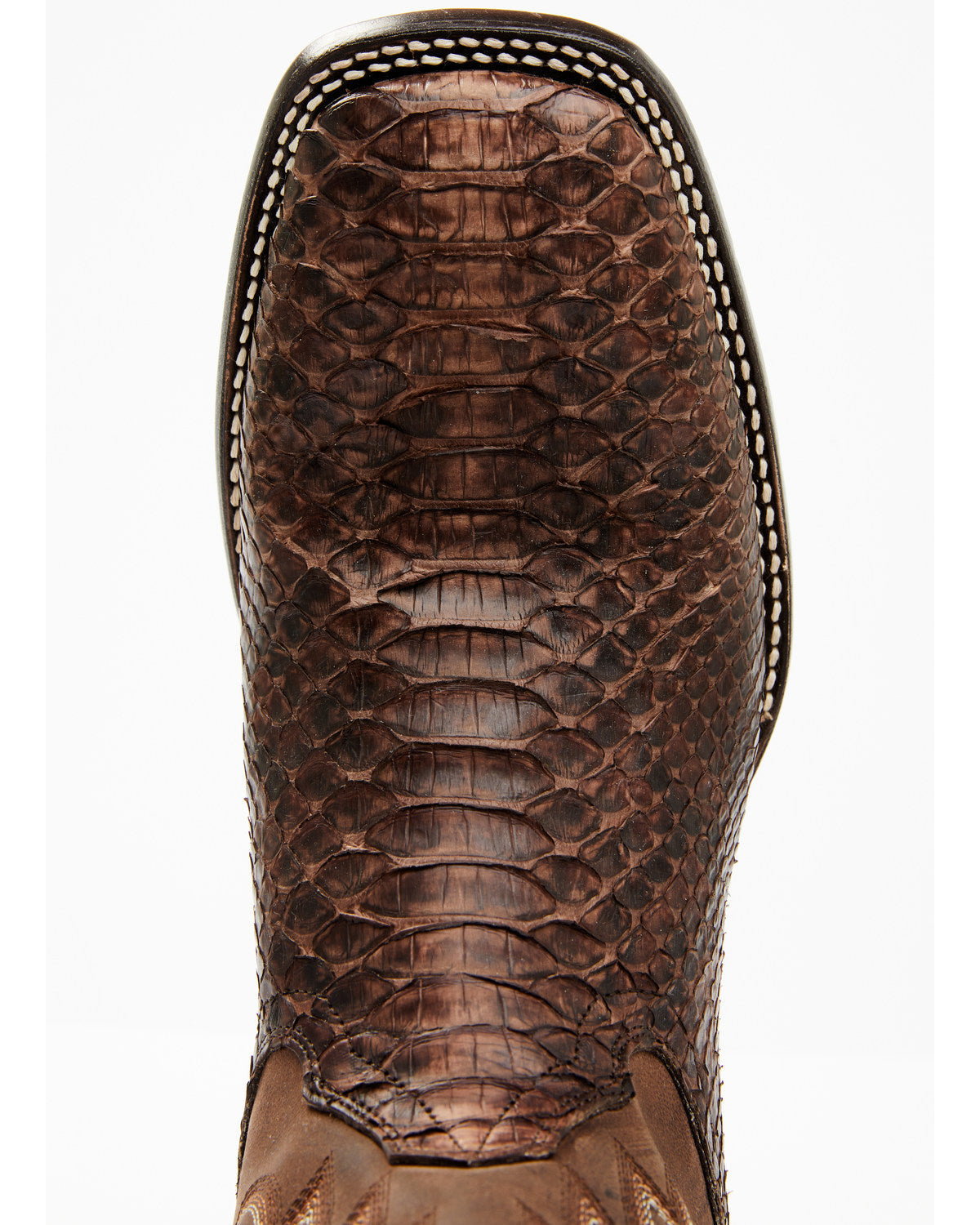 Men's Exotic Python Western Boots - Broad Square Toe Chocolate