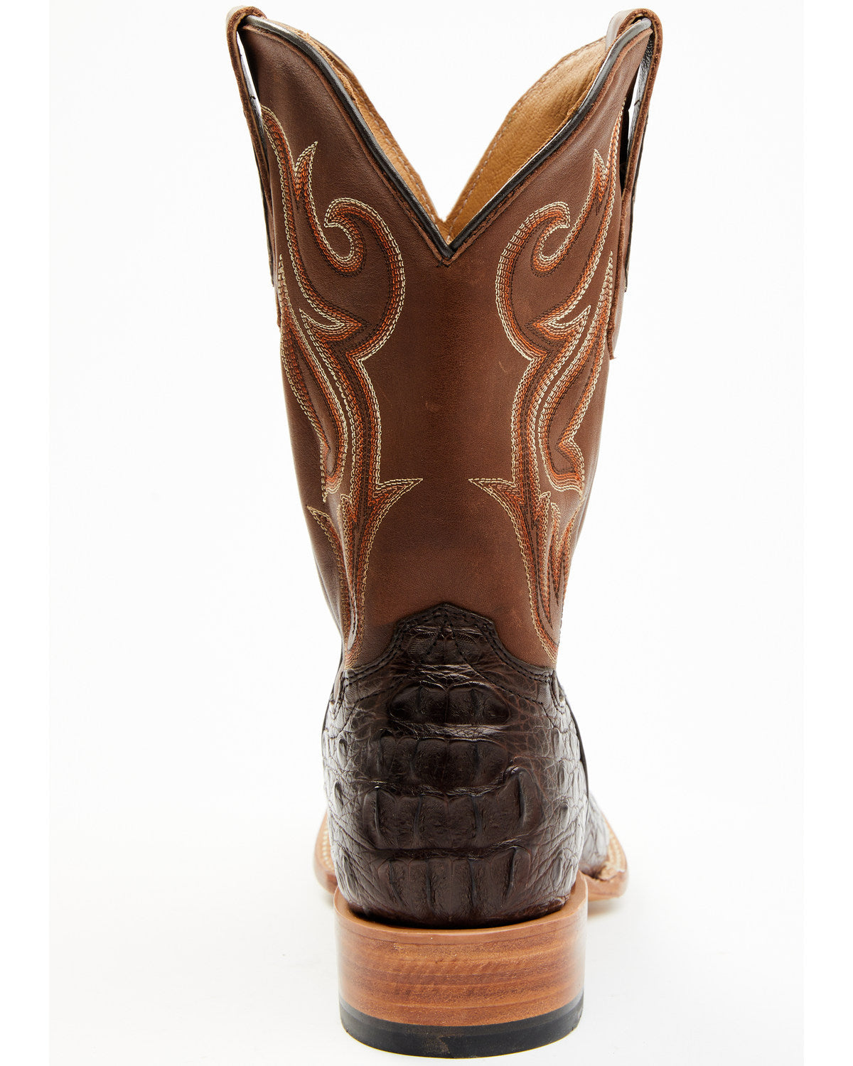 Men's Exotic Caiman Western Boots - Broad Square Toe Brown