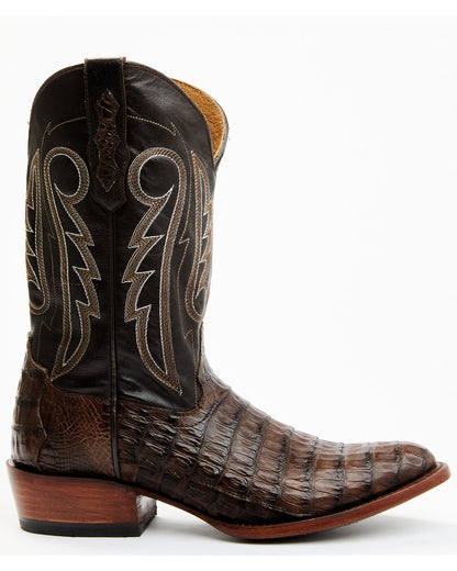 Men's Exotic Caiman Western Boots - Round Toe Brown