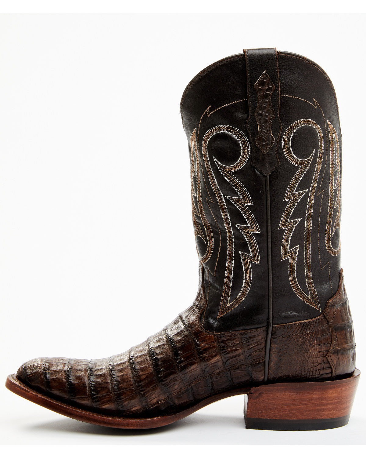 Men's Exotic Caiman Western Boots - Round Toe Brown