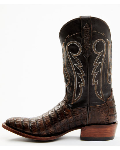 Men's Exotic Caiman Western Boots - Round Toe Brown