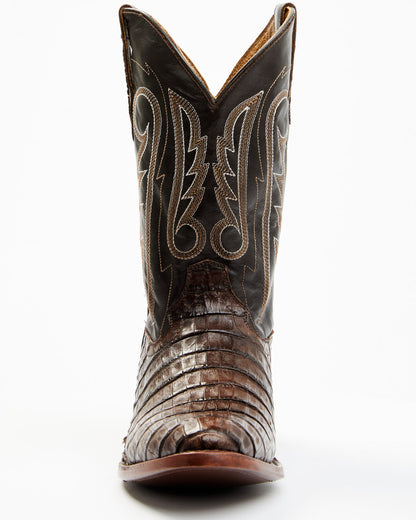 Men's Exotic Caiman Western Boots - Round Toe Brown