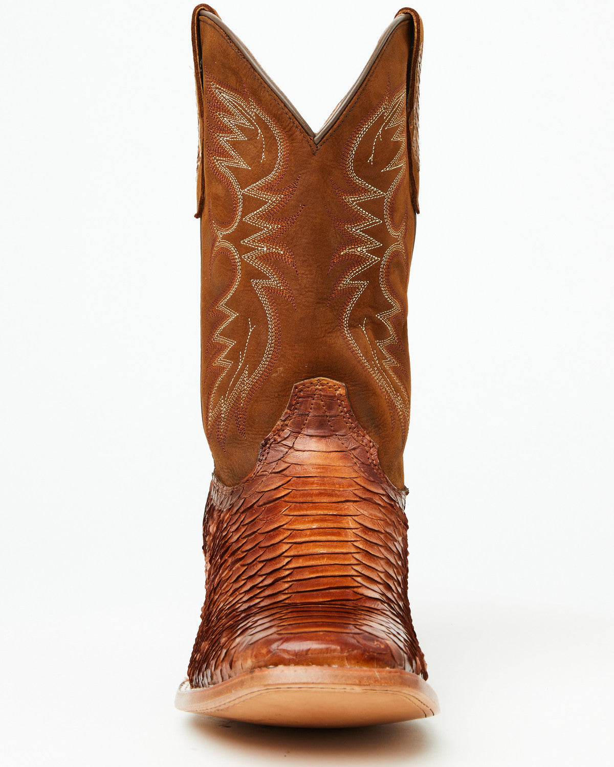 Men's Brandy Exotic Python Western Boots - Broad Square Toe Brown