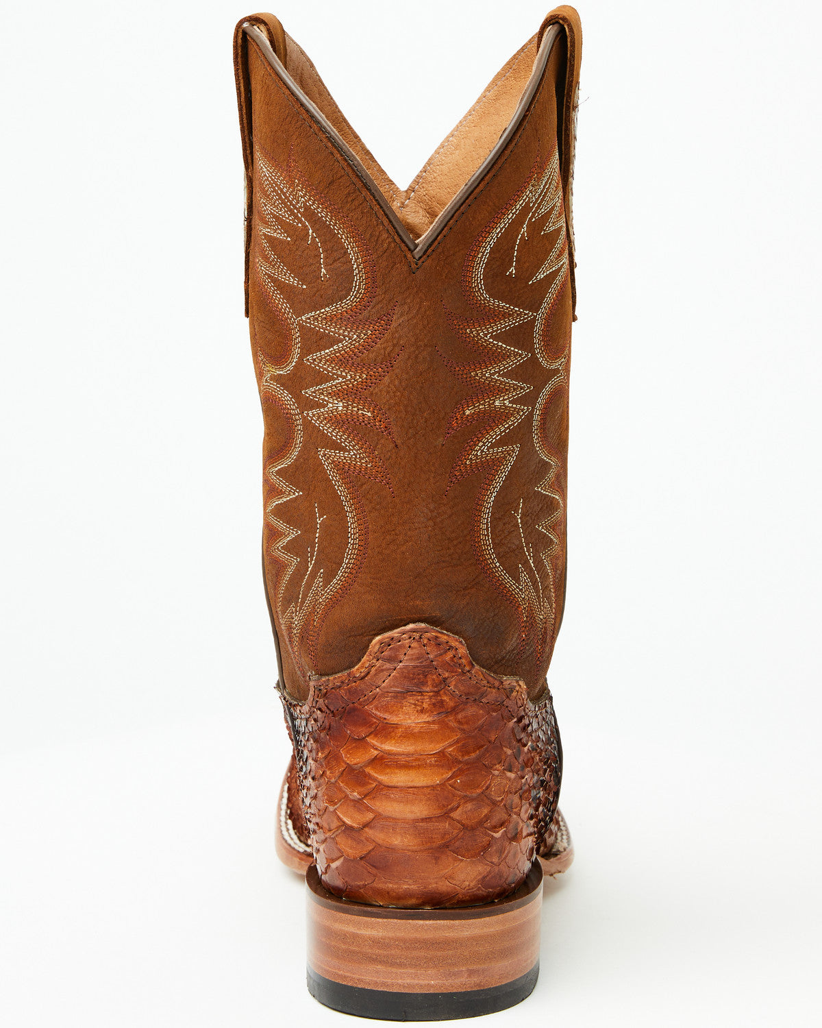 Men's Brandy Exotic Python Western Boots - Broad Square Toe Brown