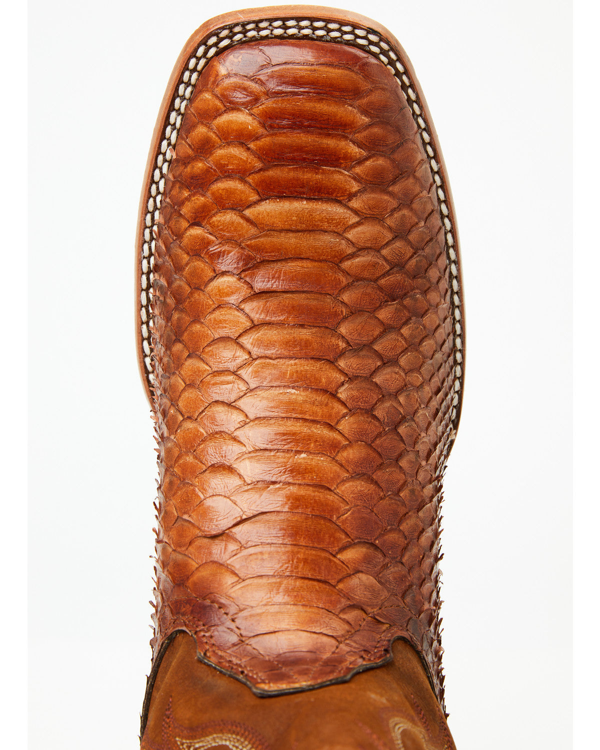 Men's Brandy Exotic Python Western Boots - Broad Square Toe Brown
