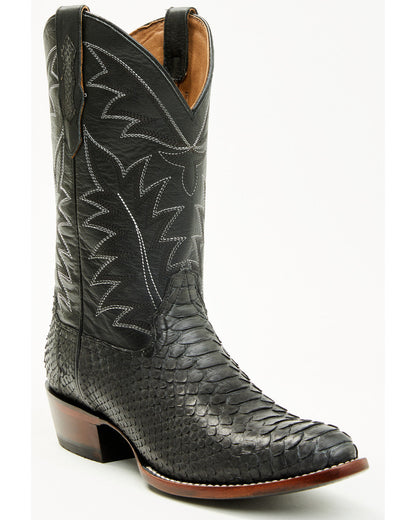 Men's Exotic Python Western Boots - Round Toe Grey
