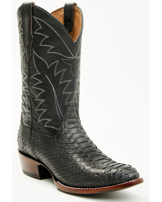 Men's Exotic Python Western Boots - Round Toe Grey