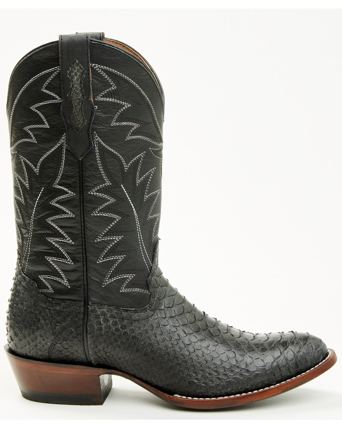 Men's Exotic Python Western Boots - Round Toe Grey