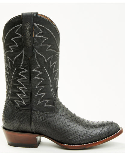 Men's Exotic Python Western Boots - Round Toe Grey