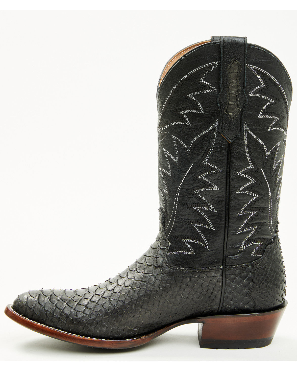 Men's Exotic Python Western Boots - Round Toe Grey