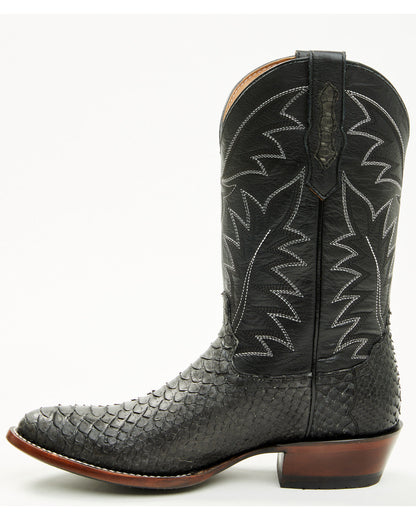 Men's Exotic Python Western Boots - Round Toe Grey