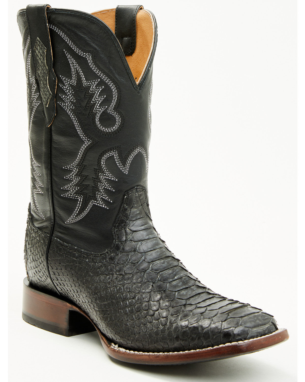Men's Exotic Python Western Boots - Broad Square Toe Grey