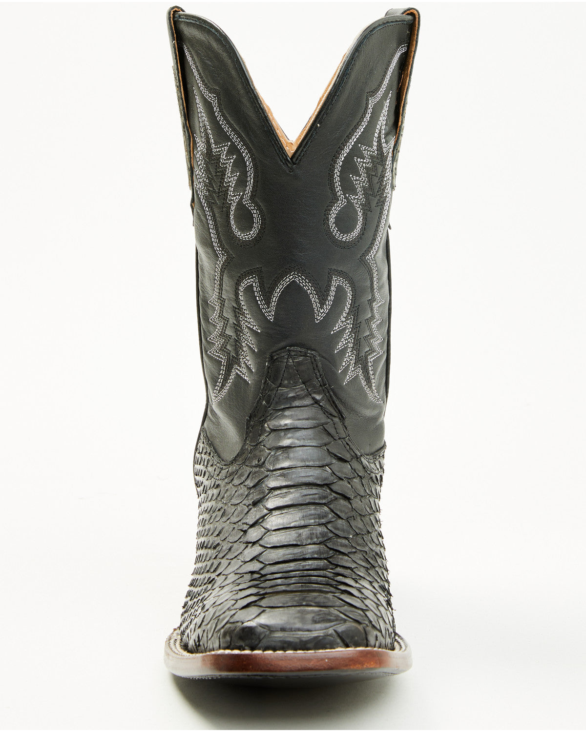 Men's Exotic Python Western Boots - Broad Square Toe Grey