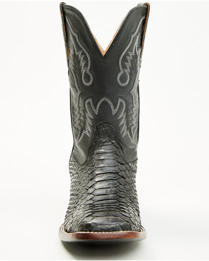 Men's Exotic Python Western Boots - Broad Square Toe Grey