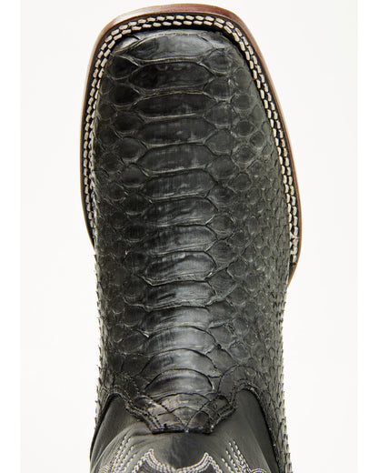 Men's Exotic Python Western Boots - Broad Square Toe Grey