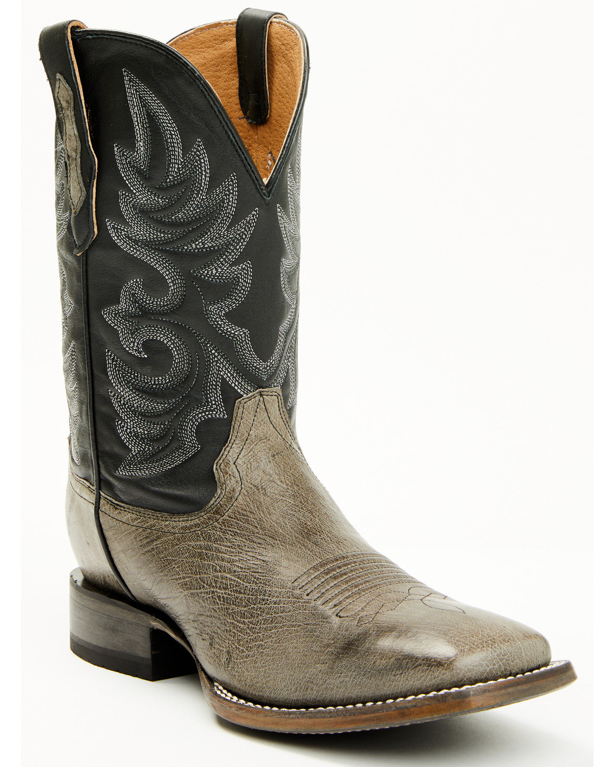 Men's Exotic Ostrich Belly Western Boots - Broad Square Toe Grey