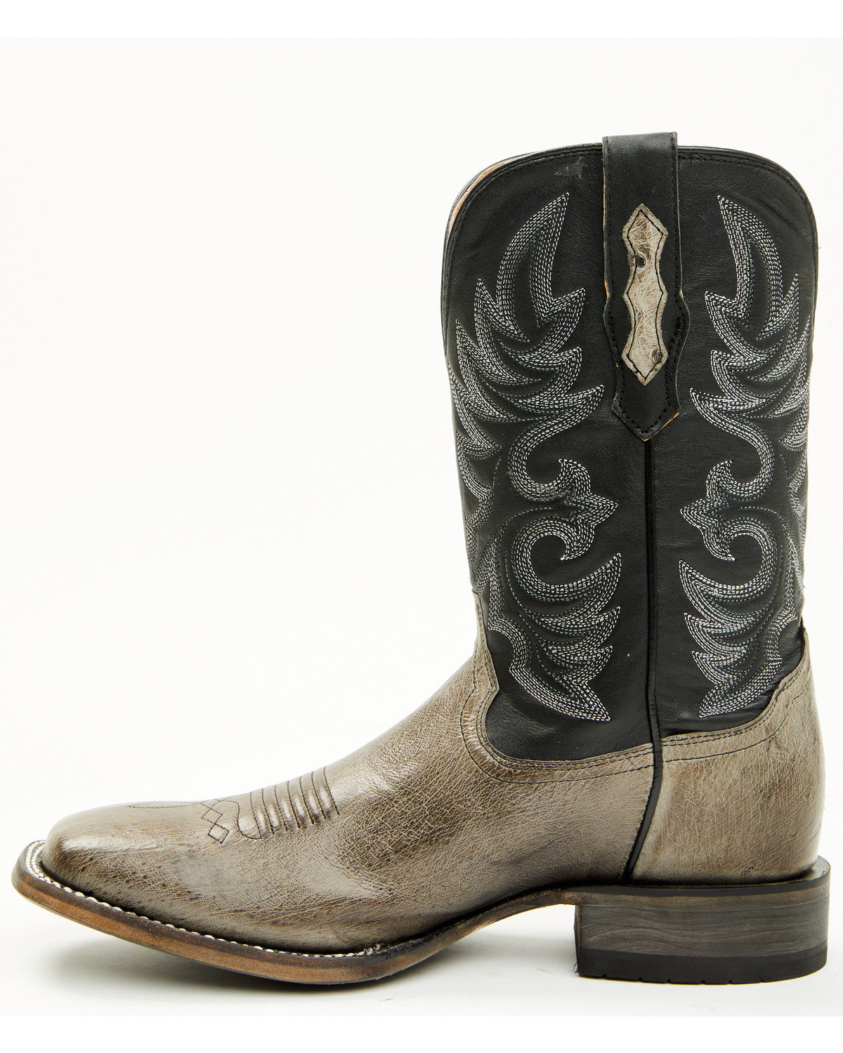 Men's Exotic Ostrich Belly Western Boots - Broad Square Toe Grey