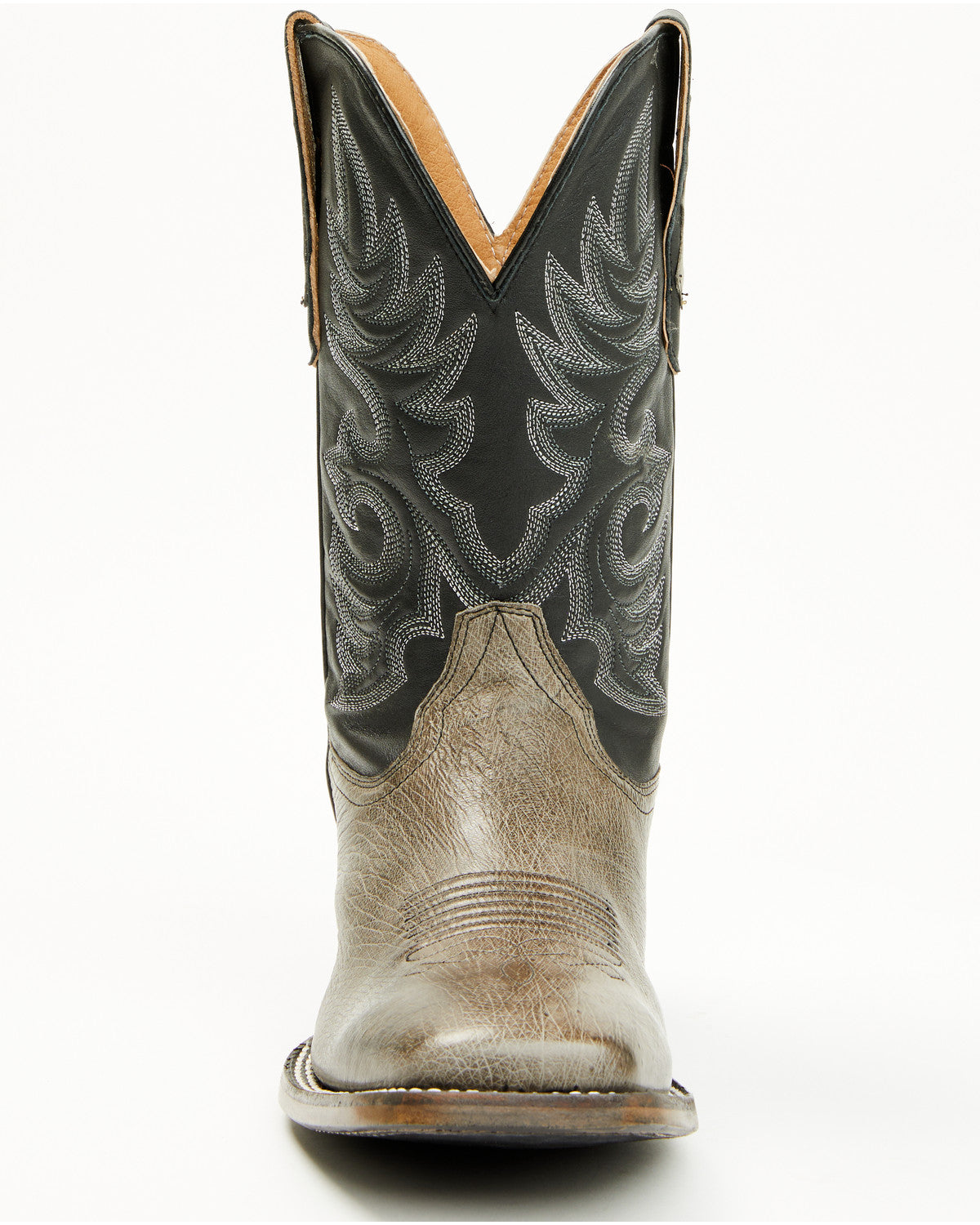 Men's Exotic Ostrich Belly Western Boots - Broad Square Toe Grey