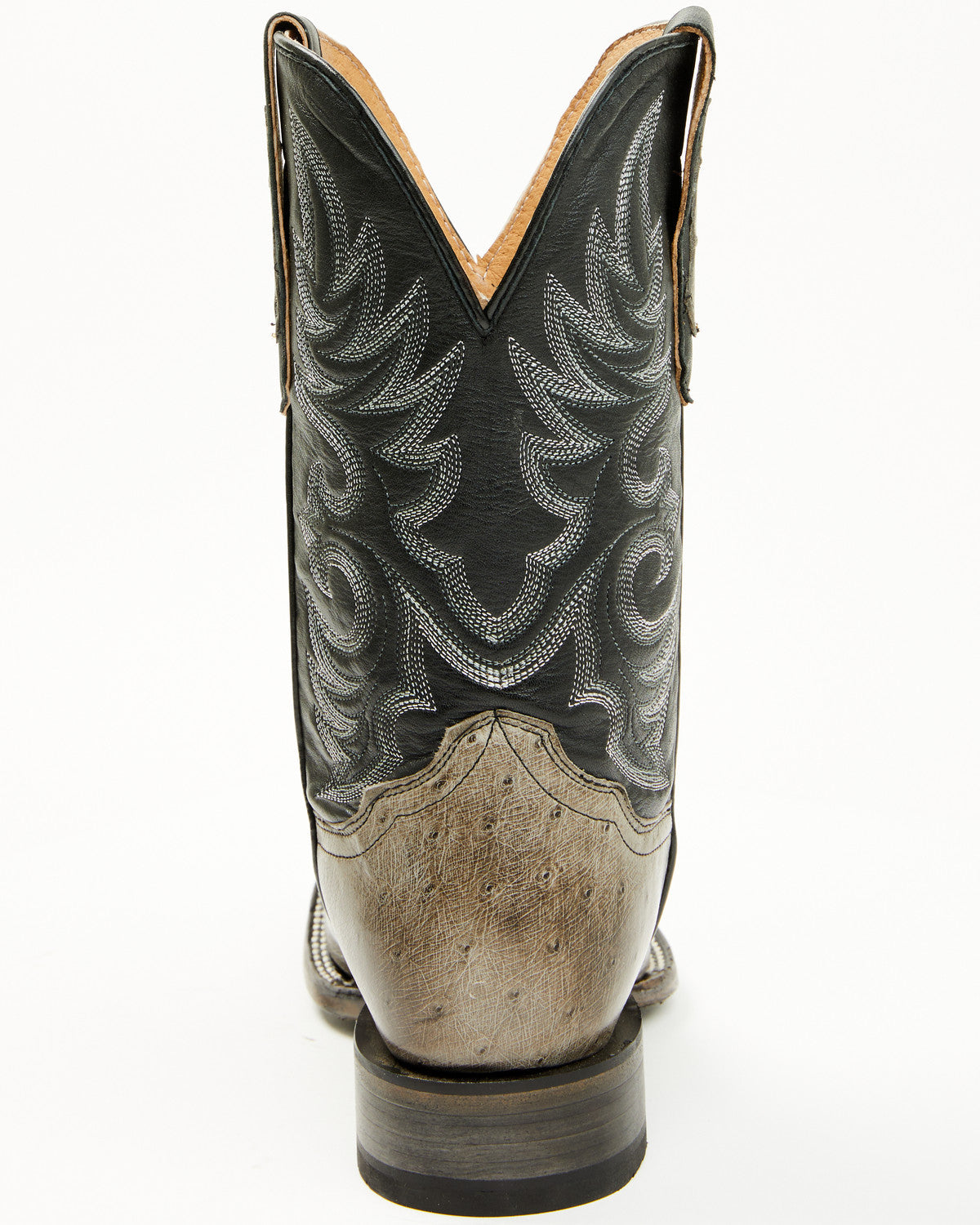 Men's Exotic Ostrich Belly Western Boots - Broad Square Toe Grey