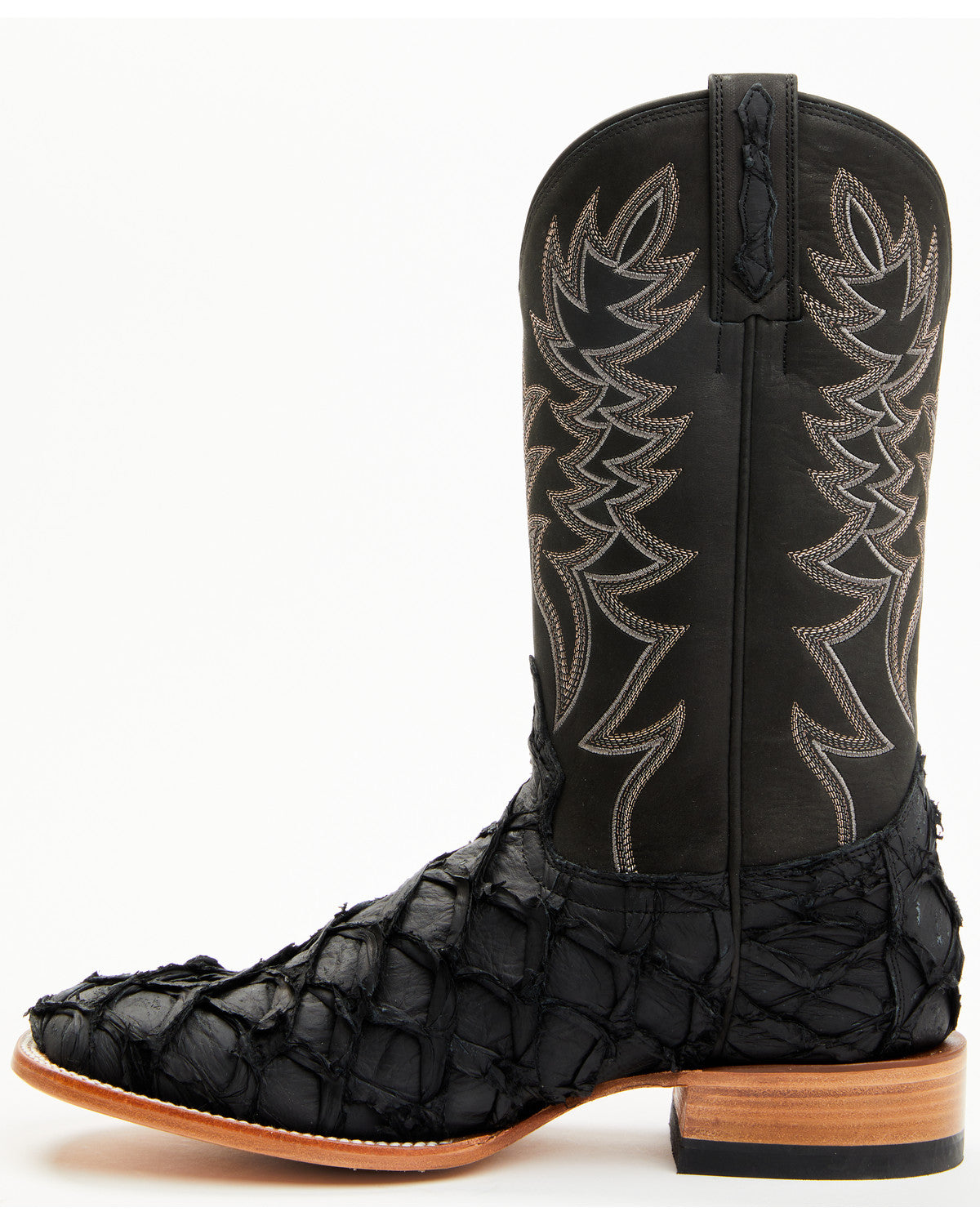 Men's Exotic Pirarucu Western Boots - Broad Square Toe Black