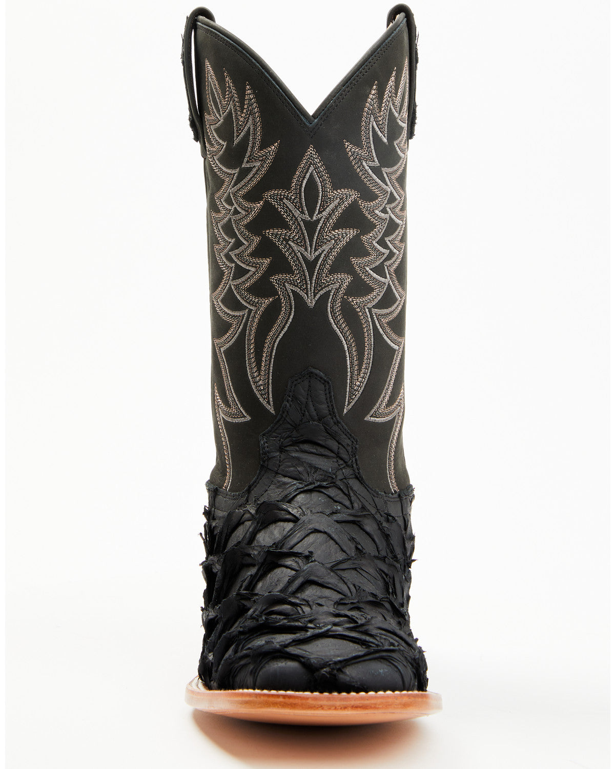Men's Exotic Pirarucu Western Boots - Broad Square Toe Black