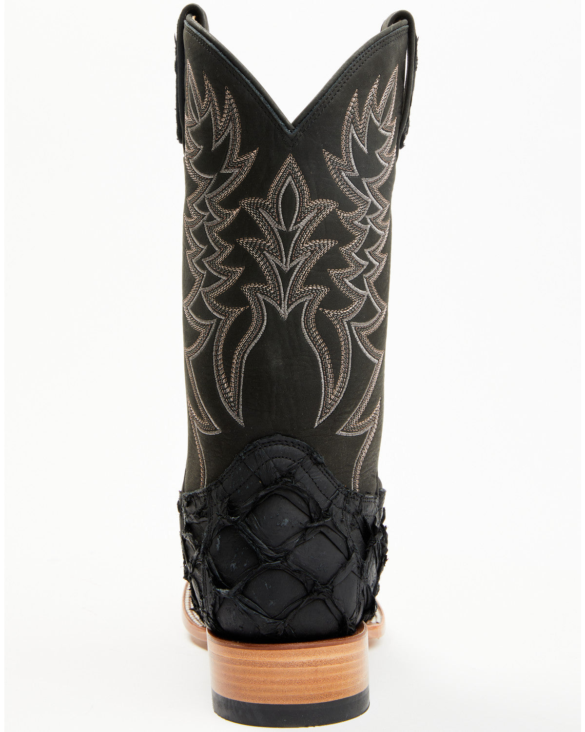 Men's Exotic Pirarucu Western Boots - Broad Square Toe Black