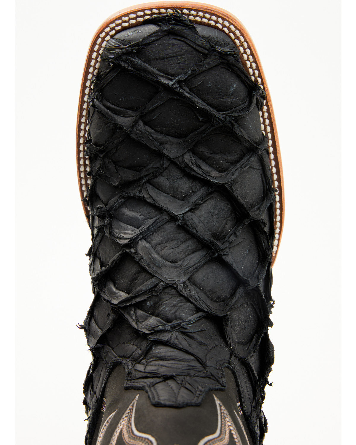 Men's Exotic Pirarucu Western Boots - Broad Square Toe Black
