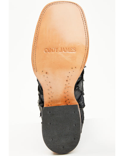 Men's Exotic Pirarucu Western Boots - Broad Square Toe Black