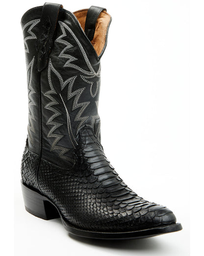 Men's Exotic Python Western Boots - Round Toe Black