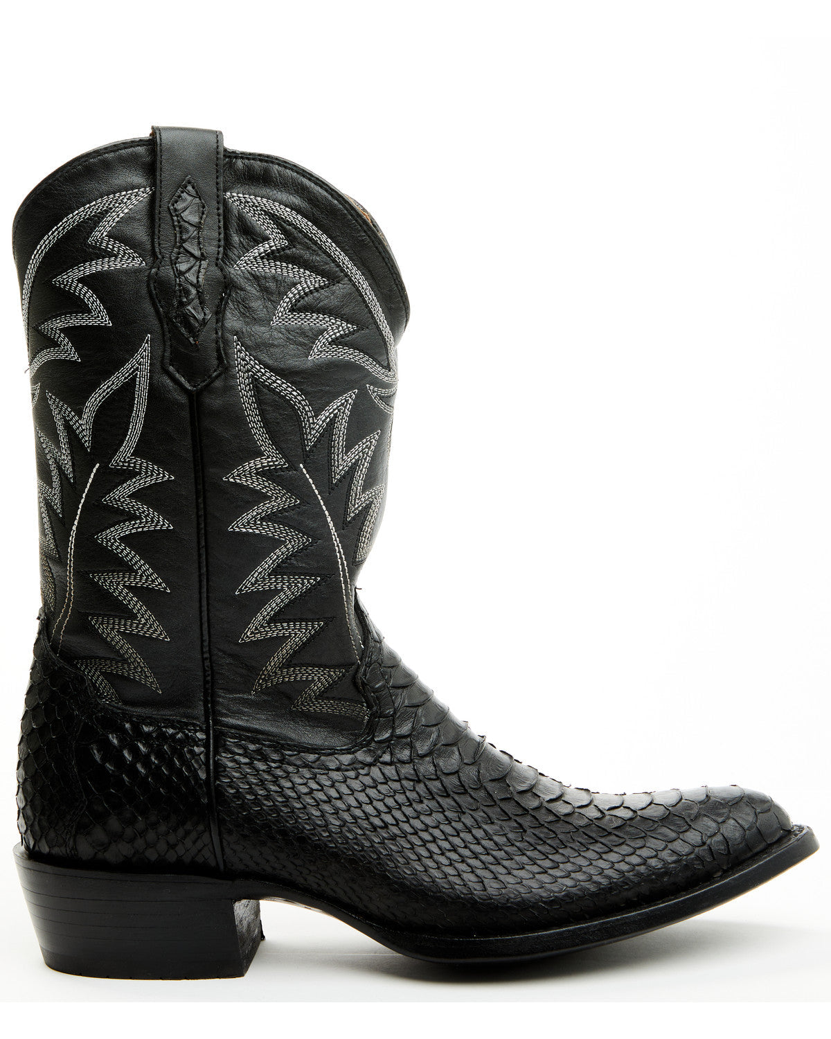 Men's Exotic Python Western Boots - Round Toe Black