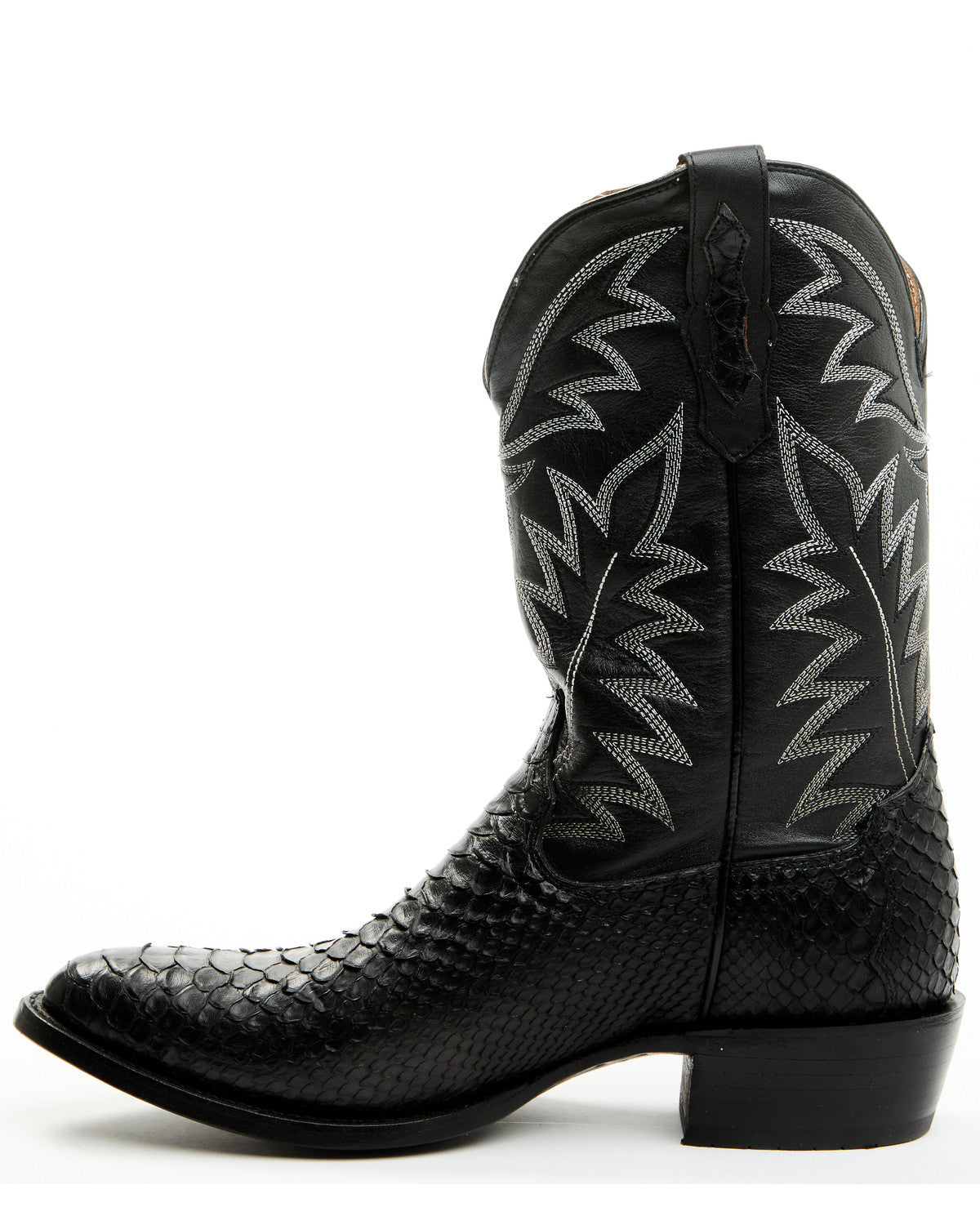 Men's Exotic Python Western Boots - Round Toe Black