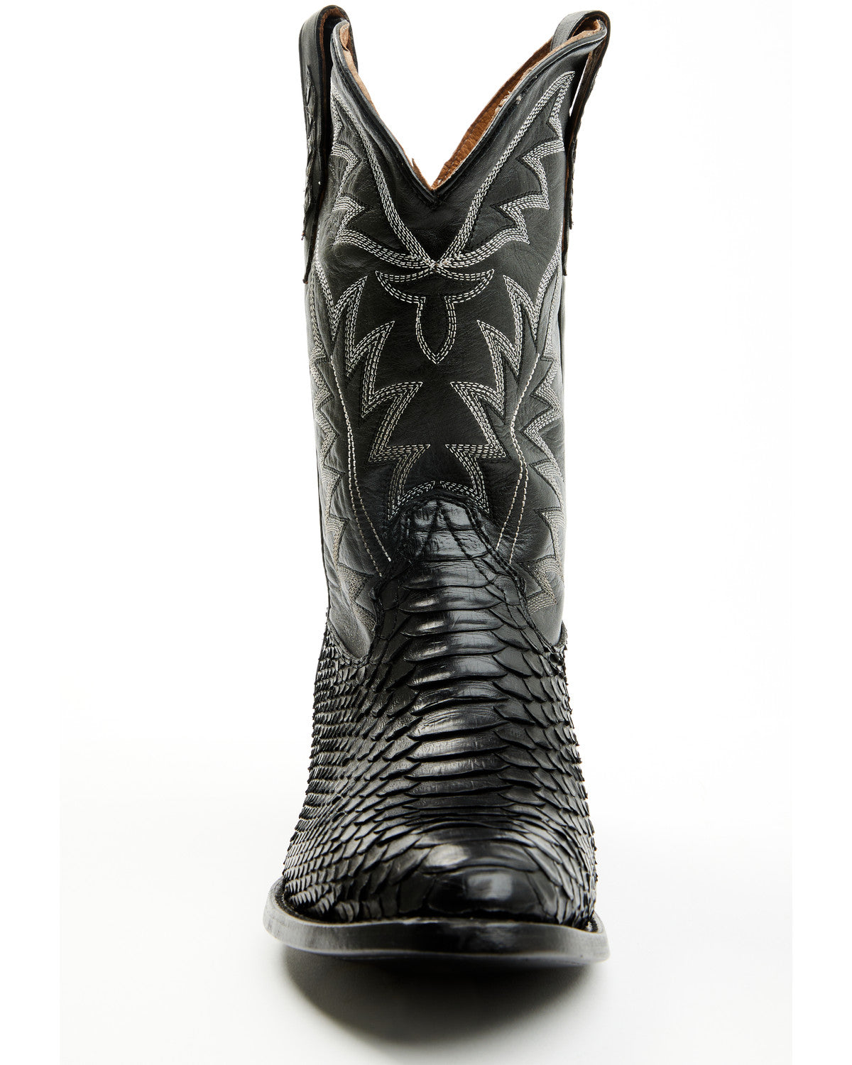 Men's Exotic Python Western Boots - Round Toe Black