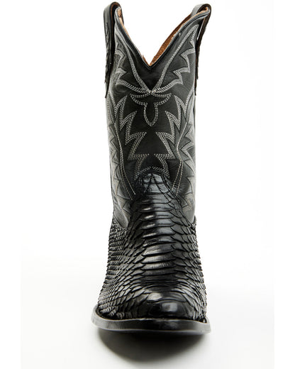 Men's Exotic Python Western Boots - Round Toe Black