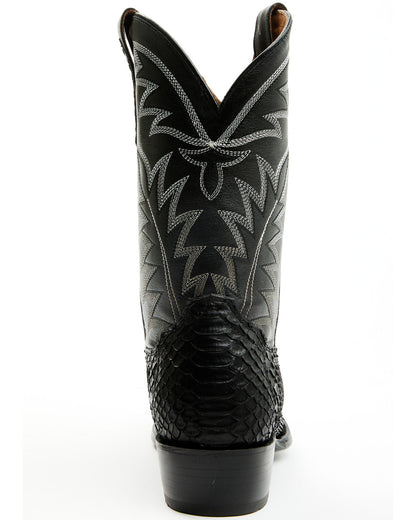 Men's Exotic Python Western Boots - Round Toe Black