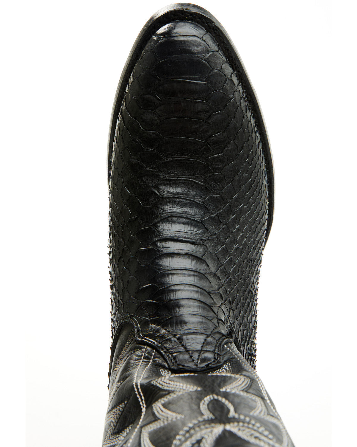 Men's Exotic Python Western Boots - Round Toe Black